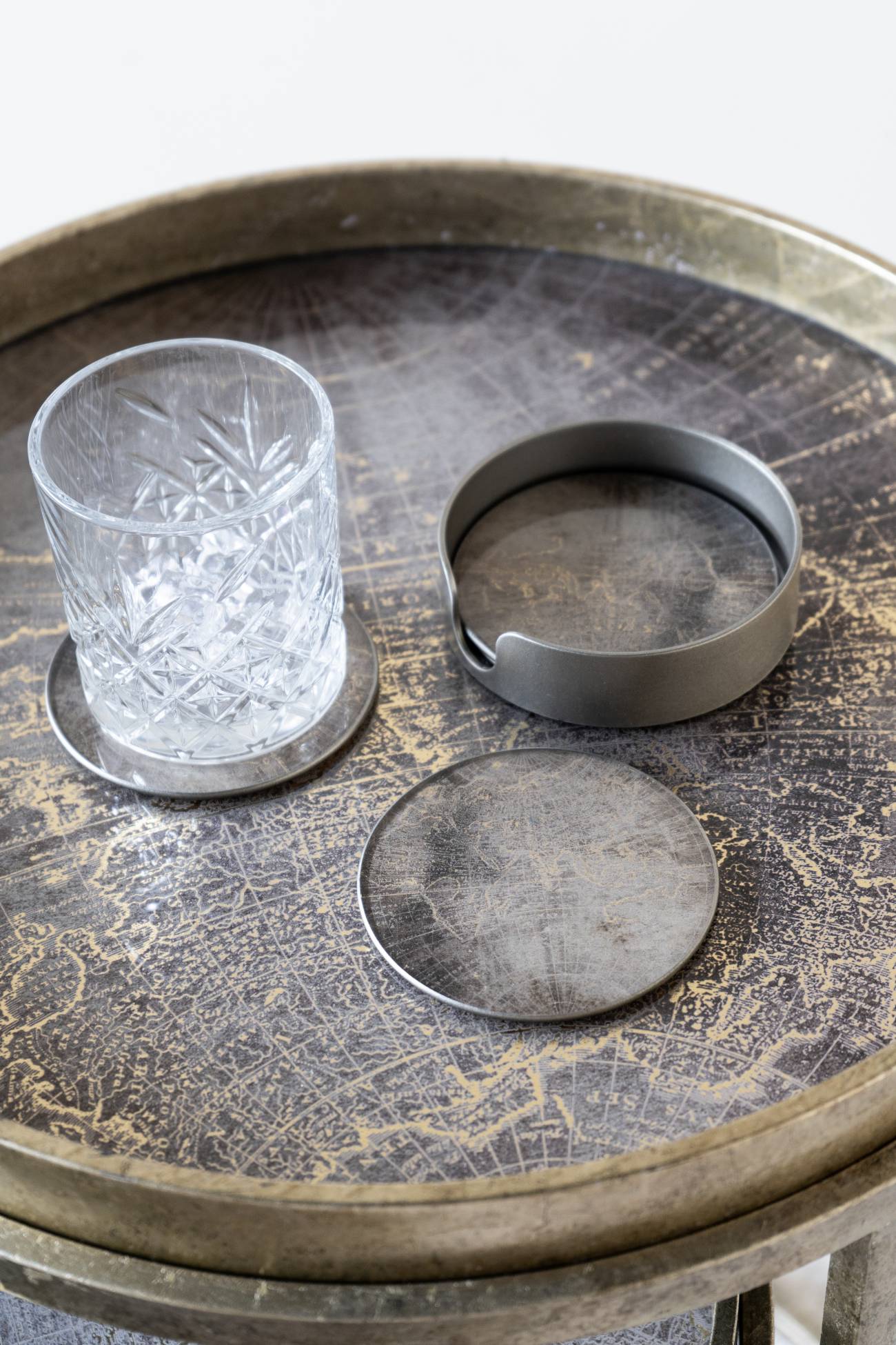 Set of 4 Vienna Antique Gold Atlas Coasters